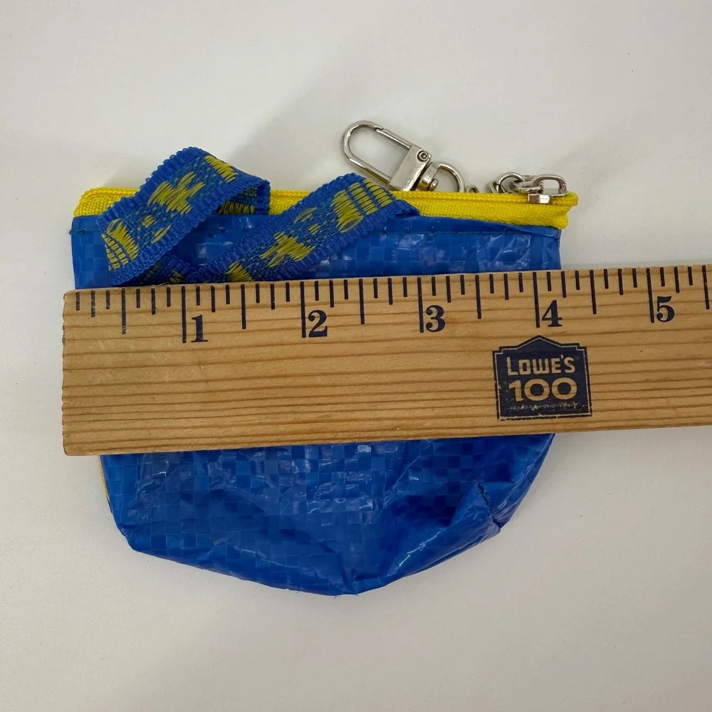 IKEA Small Blue Bag Keychain Mini Pouch‎ Coin Purse Zippered Accessory